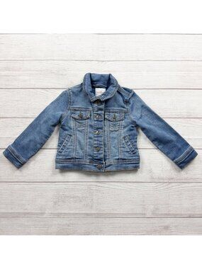 Cat & Jack Toddler Girls Blue Denim Jacket Button Front Snap Pockets 2T